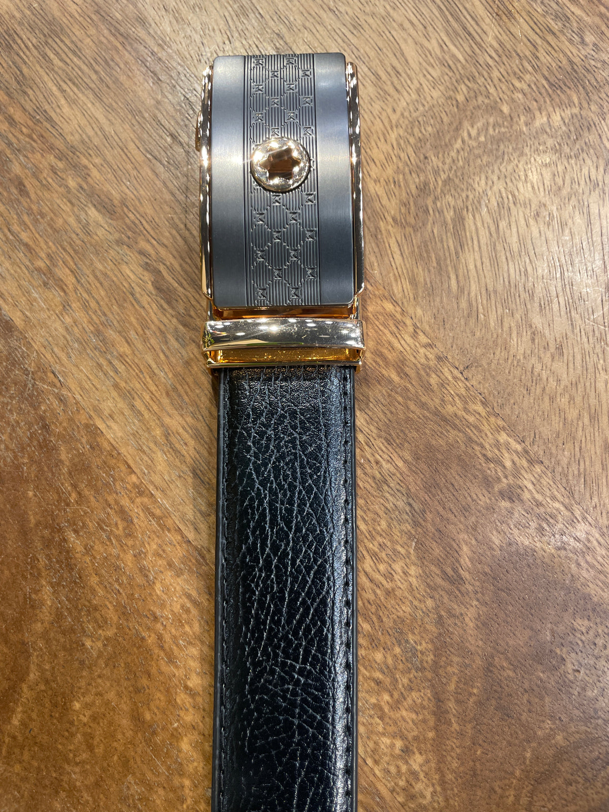 NOM Black Copper Colour Buckle Black Strap Unisex Belt 991318