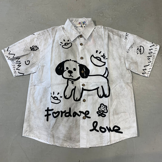3MODE SISTER Fordare Love White Faded Gray Colour Cartoon Print Imported Unisex Shirt 243