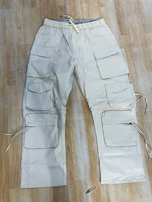 M&H Cream Colour 12 Pockets Premium Quality Unisex Cargo Pants HM-5009