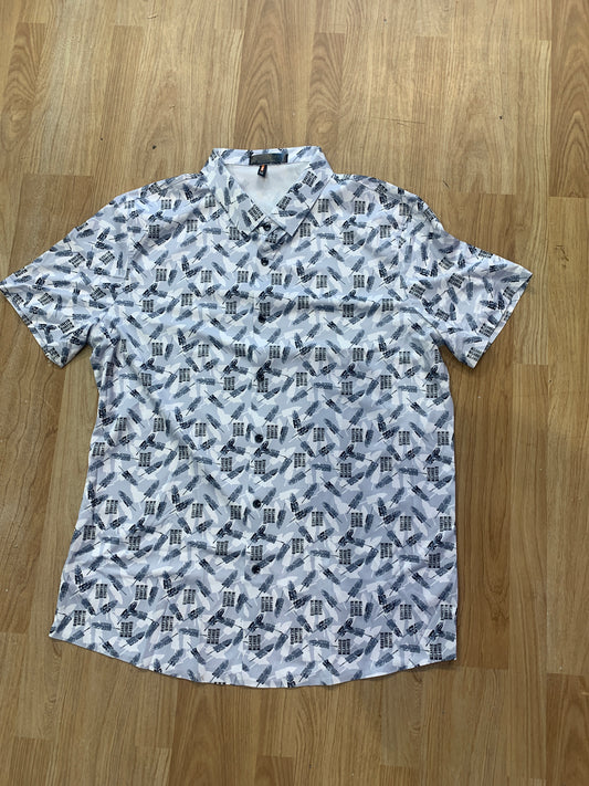 KADENGKE Grey White Colour Half sleeve shirt Leaves print 9087