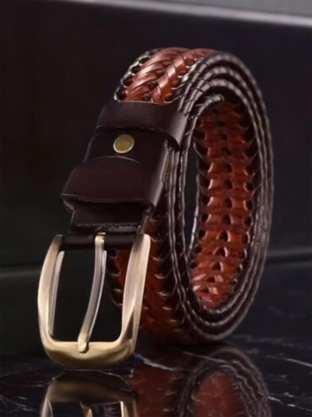 Imported Italian Leather Multi Colour Men’s Braided Belt 989756