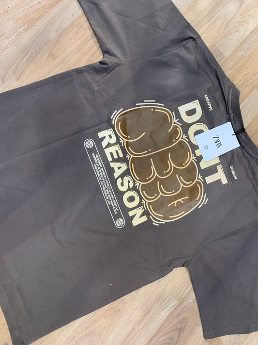 Raz cotton imported T shirts khaki  drop shoulder Dont Reason 988665