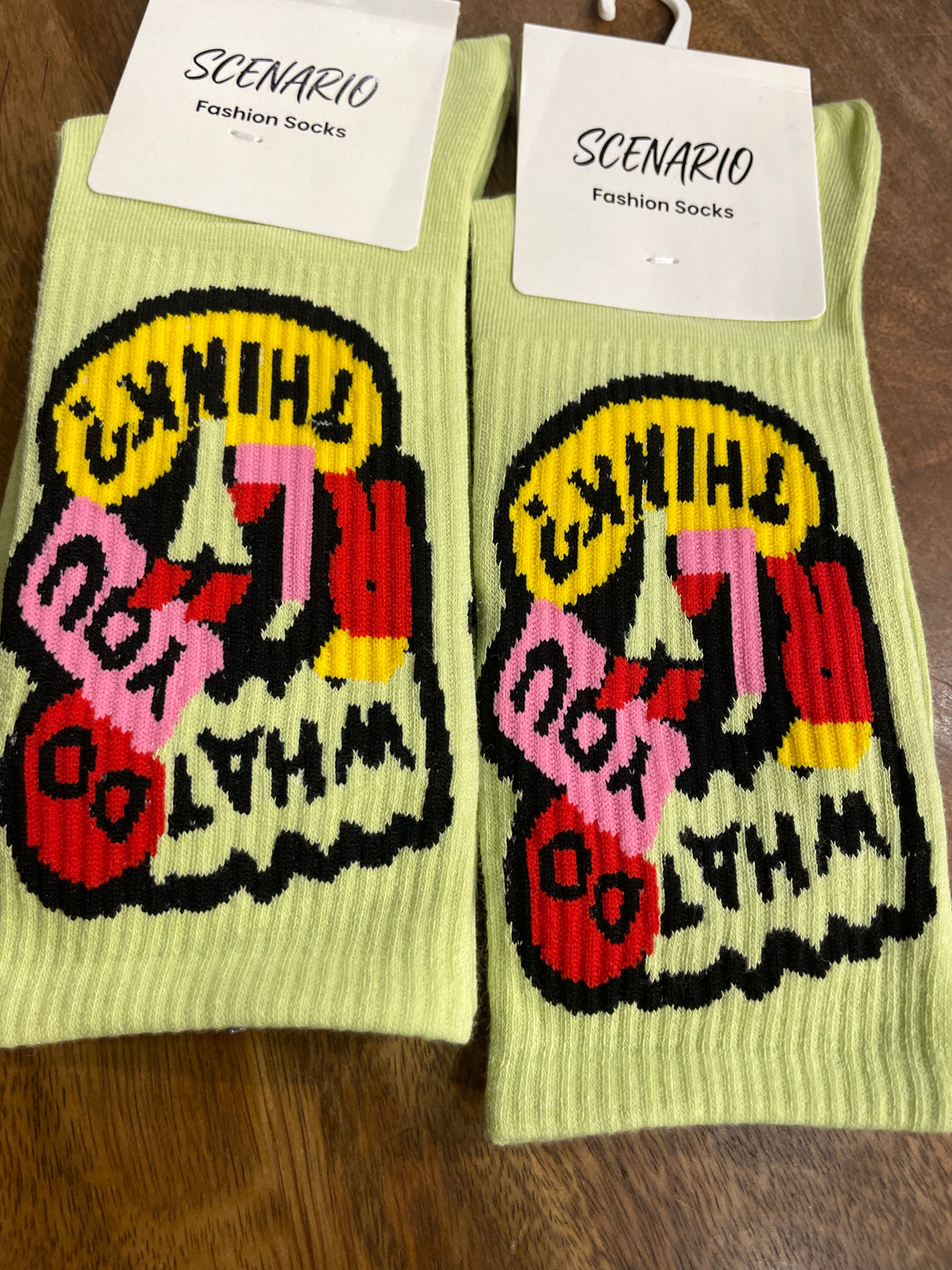 Scenario Green Colour What do you think Print Premium Quality Full Socks 991203