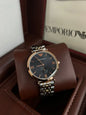 MRA Silver Copper Chain Black Copper Ring Dial Chronograph Working Men’s Watch 989783