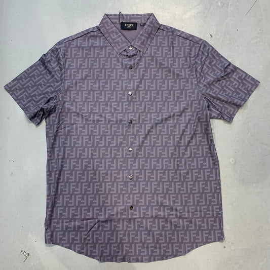 NEF FEN Grey Colour FF Printed Half Sleeve Stichless Strachable Men’s Shirt 76863