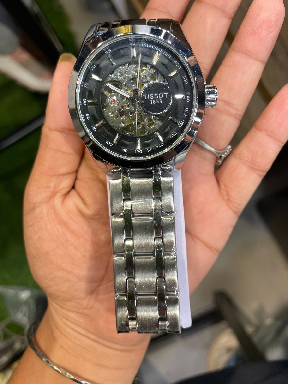 SIT TIS Silver Chain Silver Ring Black Silver Dial Automatic Mens Watch 991211