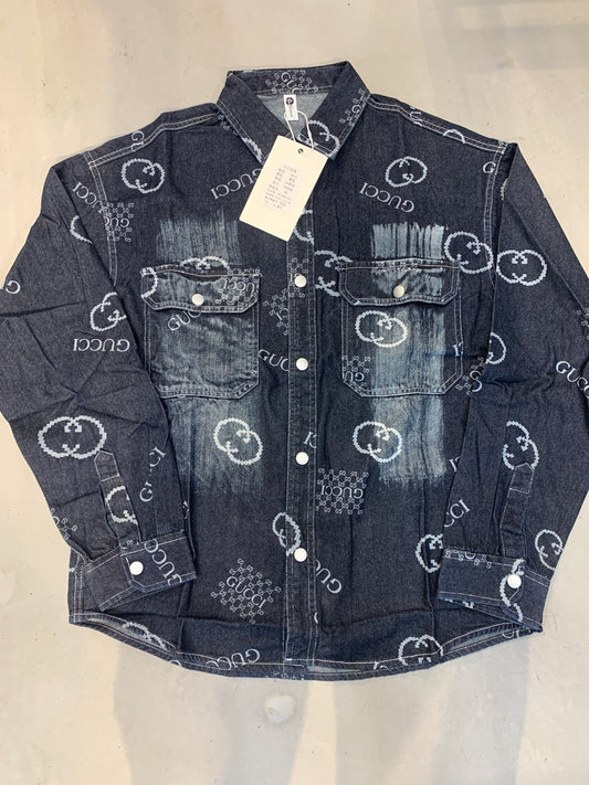 CUG  Qikanu Denim Blue Rugged Full Sleeve Shacket 6913
