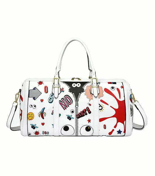 EYE THEME Big Eye Vertical Zipper Colour Print Premium Quality Multicolour Print Leather Travel Duffle Bag 1080