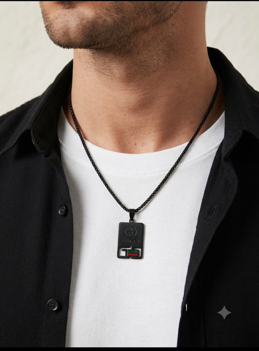 CUG Stainless Steel Black Chain Premium Quality Imported Unisex Neck Pendent 22584
