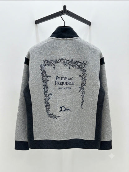OID DIO Grey Black Colour Pride and Prejudice Embroidery  Premium Quality Unisex Cardigan 26323-A