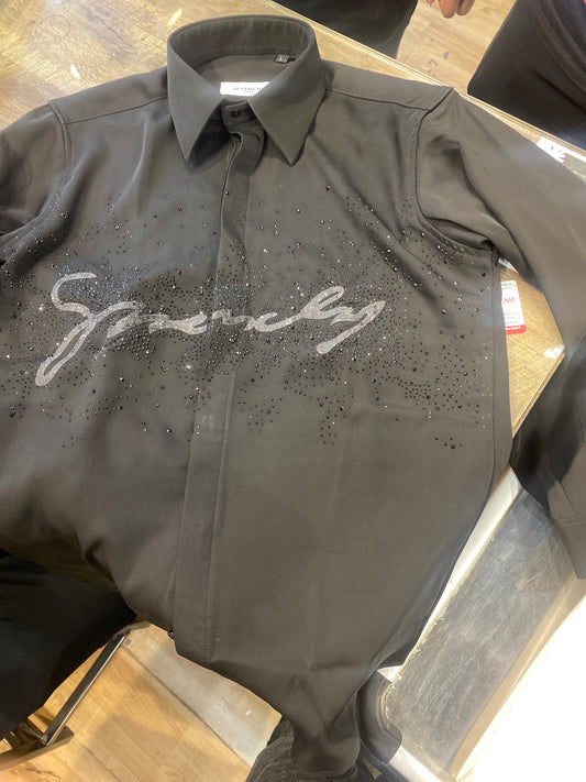 VIG shirt black stone print H9026