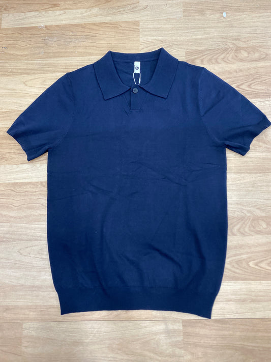 DT Navy Blue Colour Knitted Premium Quality Unisex Collar T-Shirt T9E2631