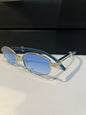 Rac Gold Frame Blue Stick Blue Shade Premium Quality Unisex Sunglass SUN093