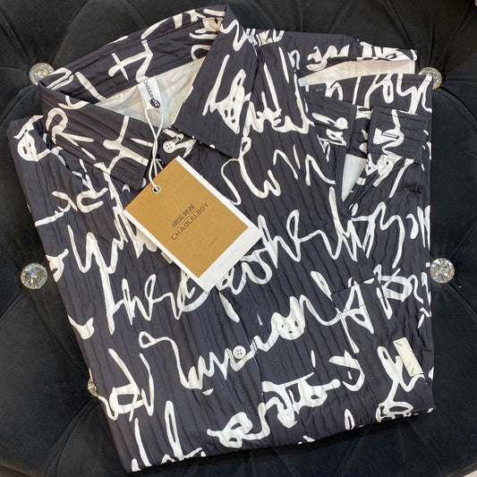 Chaoliu Boy Black Colour White Print Full Sleeve Shirt 930