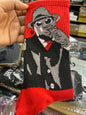BR Red Colour Black Grey Print Premium Quality Full Socks 990740