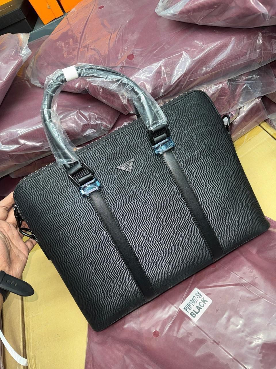 Arp Black Colour Black Logo Multi Zip Laptop Bag PVP1967-5#