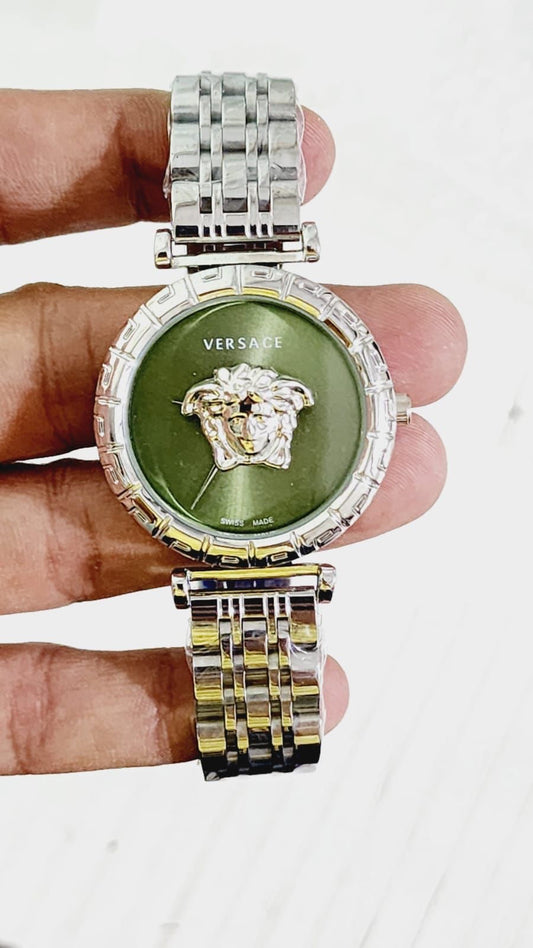 REV Sliver Chain Green Dail Ladies Watch 401815