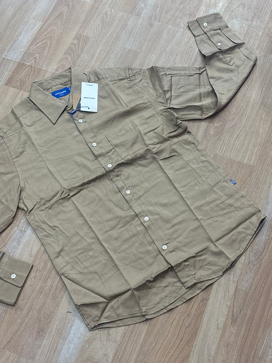 Jack JJ Khakhi Beige Colour Imported Full Sleeve Shirt 988683