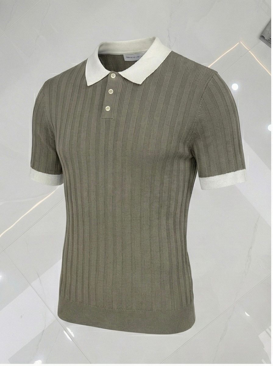 Modern Stylish Grey Colour White Coller Knitted Tshirt 7001