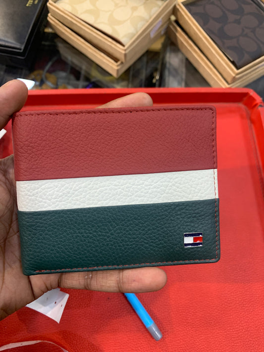 Tom Mot Red White Green Colour Genuine Leather Wallet  800542