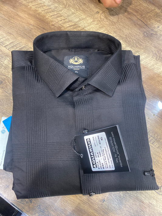AQUARIUS Black Colour Black Lines Check Design Premium Quality Full sleeve Shirt 2511