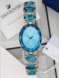 Aws Swa Copper Blue Stud Chain Blue Dial Working Premium Quality Ladies Watch 989858