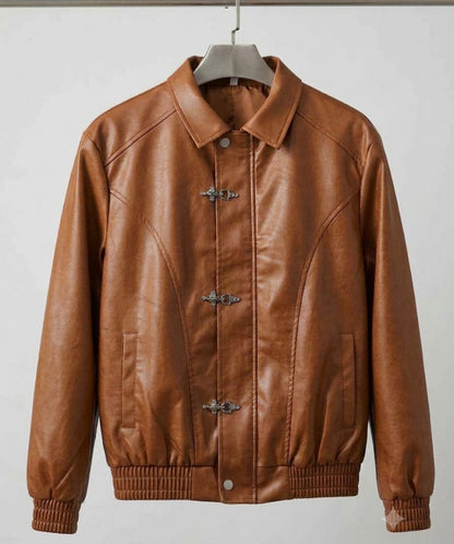 FASHION Brown Colour Hook Style Premium Quality Unisex Imported Leather Jacket 8036-A