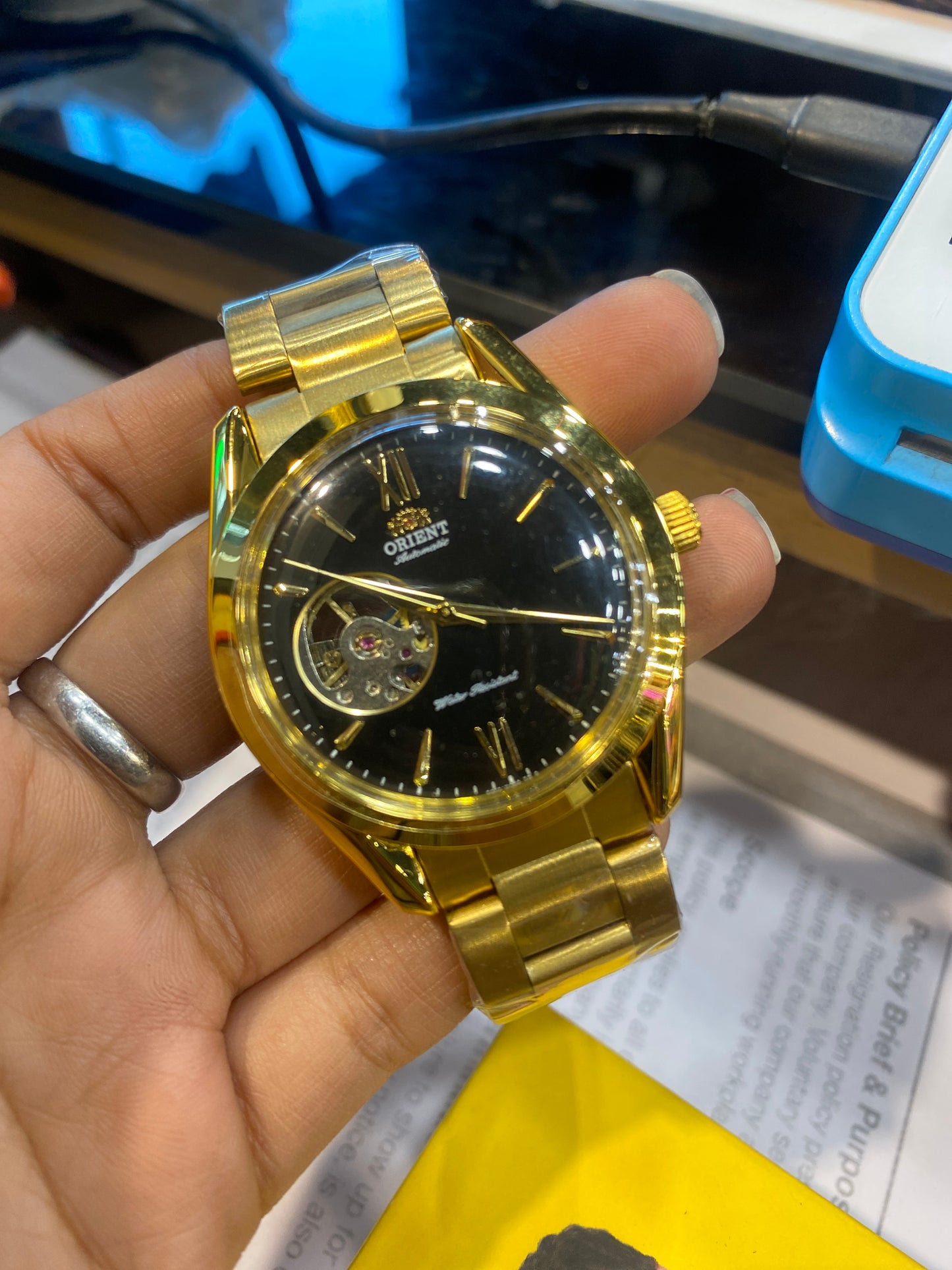 IRO ORI Gold Chain With Black Dial Automatic Machine Premium Quality Men’s Watch 990625