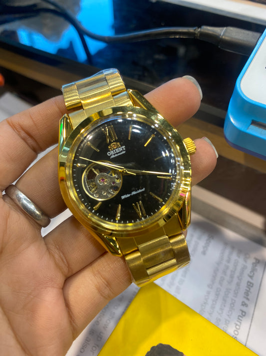 IRO ORI Gold Chain With Black Dial Automatic Machine Premium Quality Men’s Watch 990625