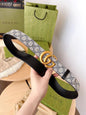 Cug Guc Apricot Strap GG Print Golden Buckle Belt 989065