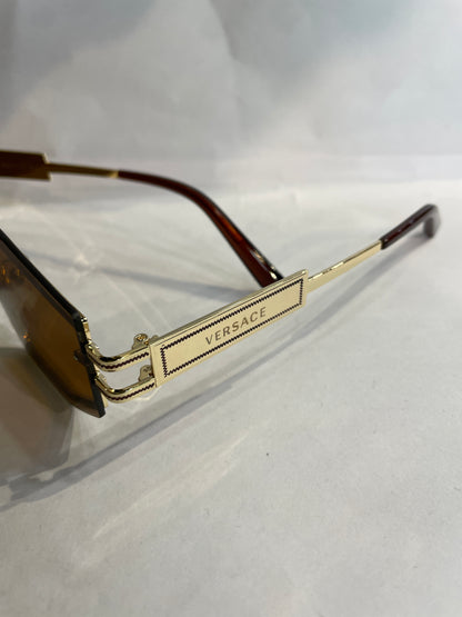 REV Golden Frame Brown Shade Unisex Sunglass LY-98419 52 16 142