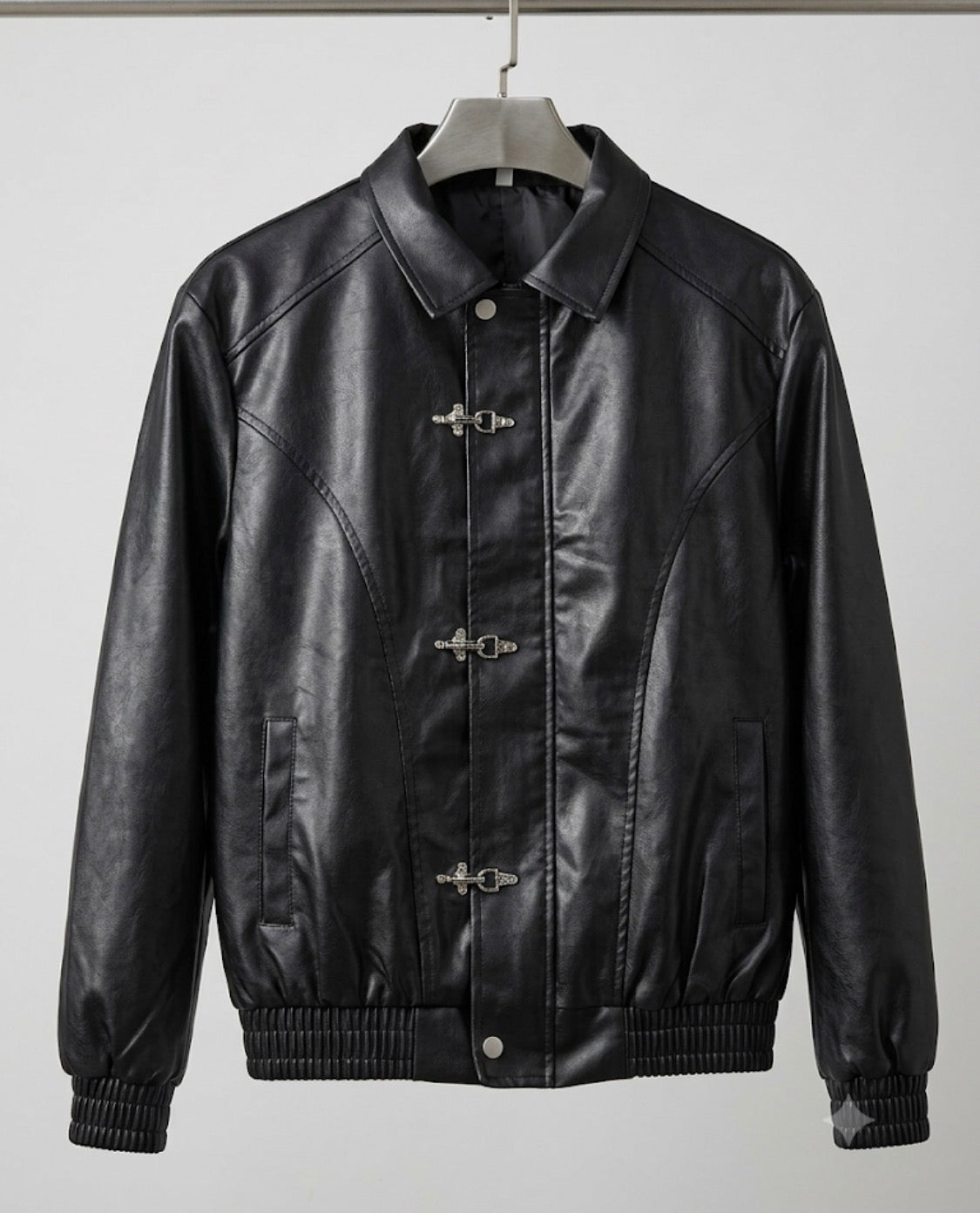 FASHION Black Colour Hook Style Premium Quality Unisex Imported Leather Jacket 8035-A