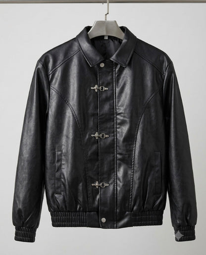 FASHION Black Colour Hook Style Premium Quality Unisex Imported Leather Jacket 8035-A