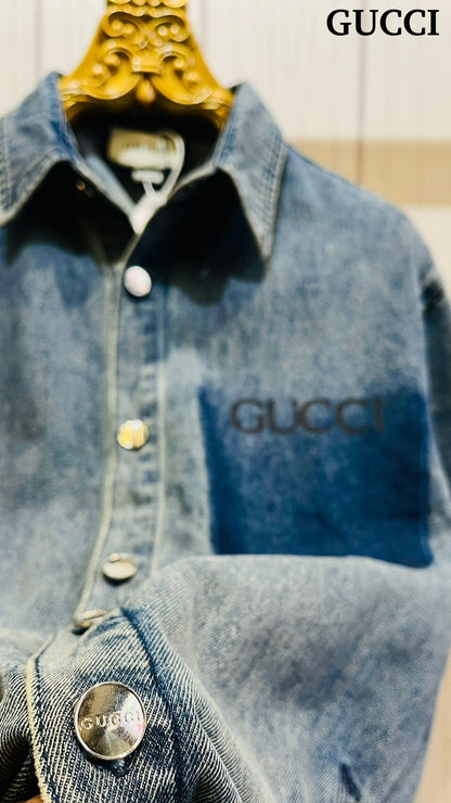 Cug Blue Colour Half Sleeve Denim Shirt 989432