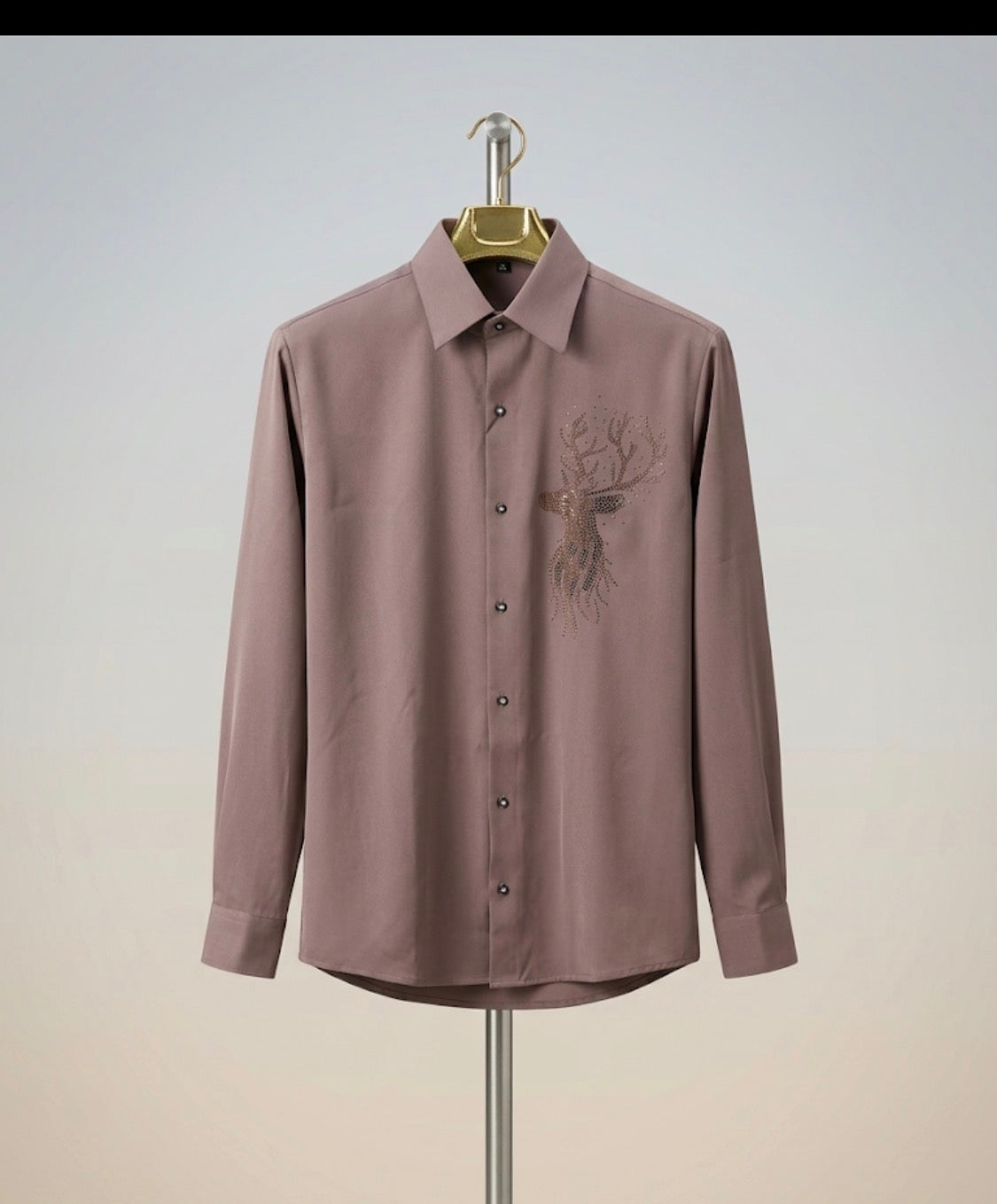 AQUARIUS Pink Colour Deer Gold Black Stud Design Premium Quality Full sleeve Shirt 991068