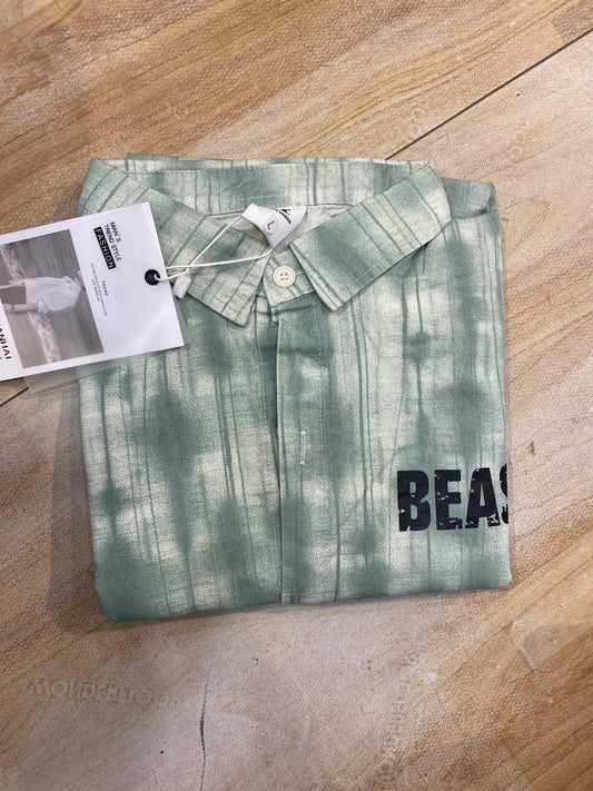 Vogue Design Green White Shirt Half Sleeve Drop Shoulder W920