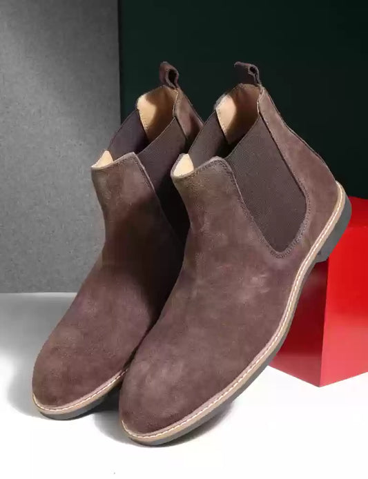 ZAR Brown Suede Leather Chelsea Boot Shoes For Men’s Z-1