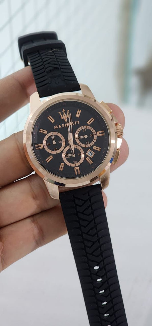 Sam Black Silicone Strap Black Dial Copper Ring Men Watch 901755