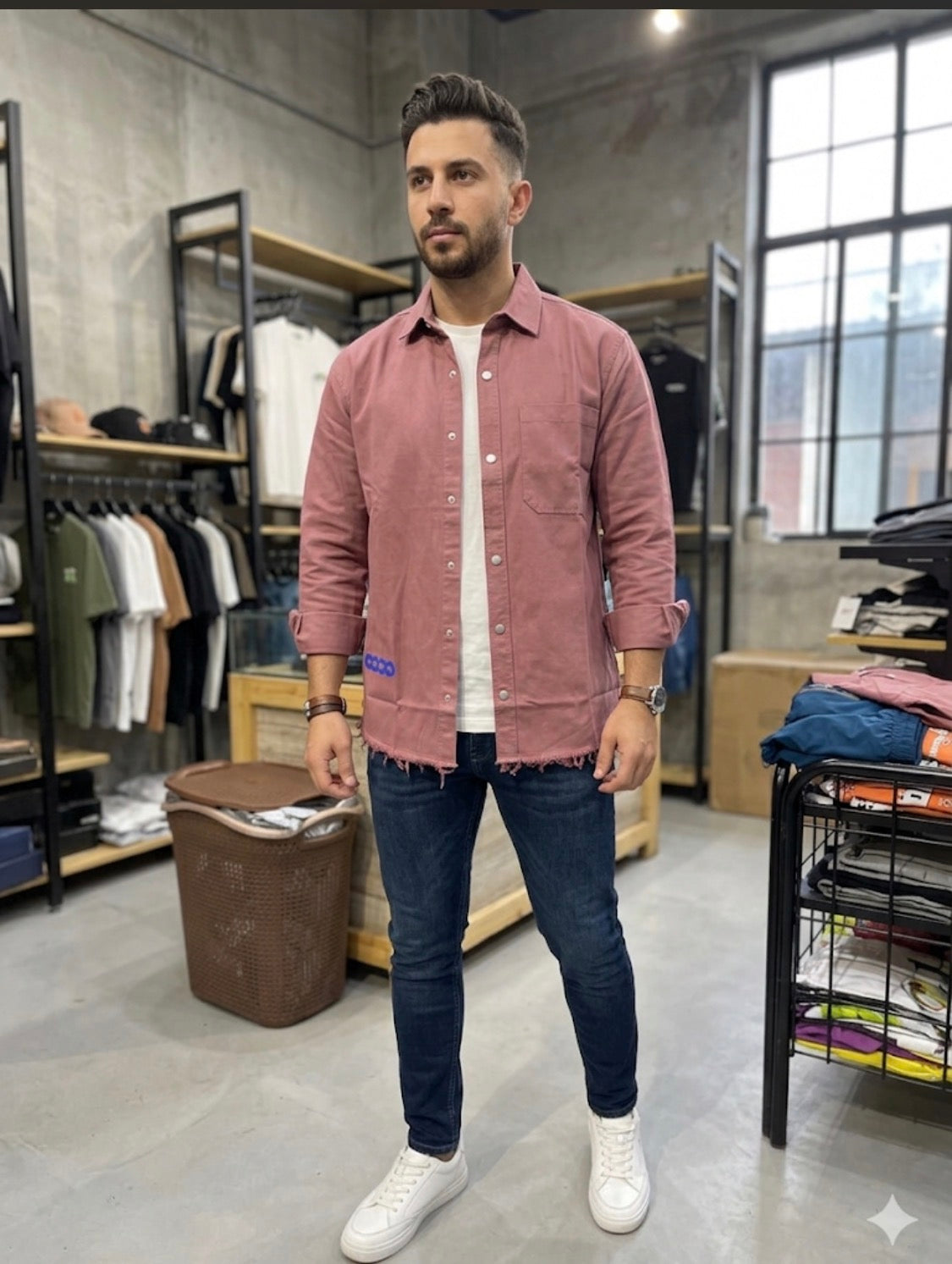 Ciwei .Studio Pink Colour Back Print Full Sleeve Imported Men’s Denim Shirt C855