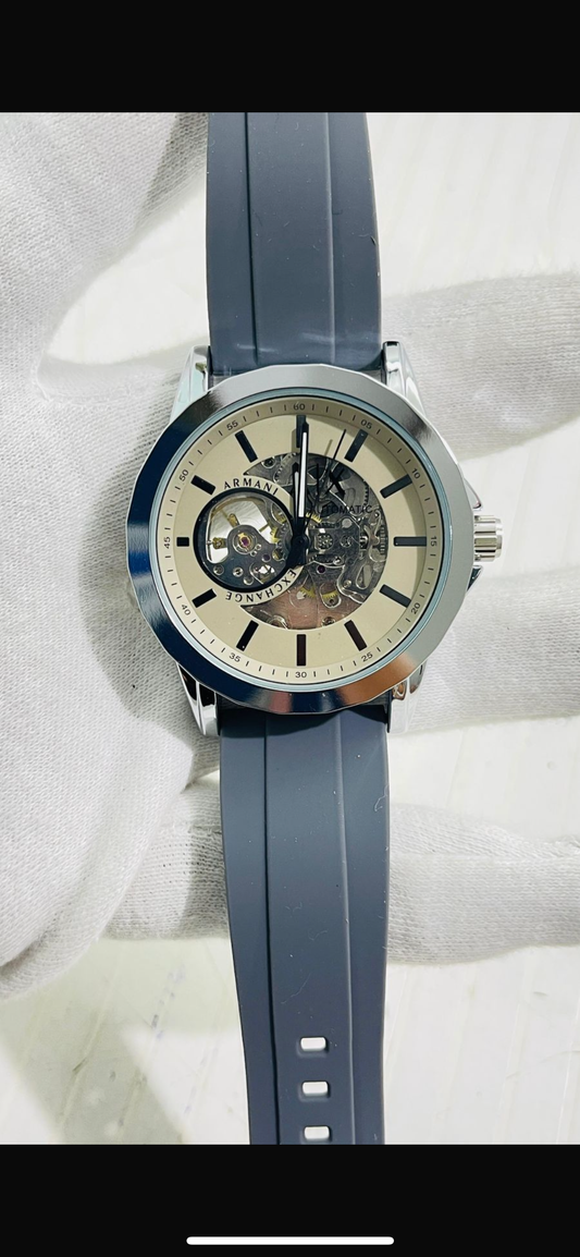 MRA Dark Grey Strap Silver Ring Grey dial Automatic Men’s Watch 989318