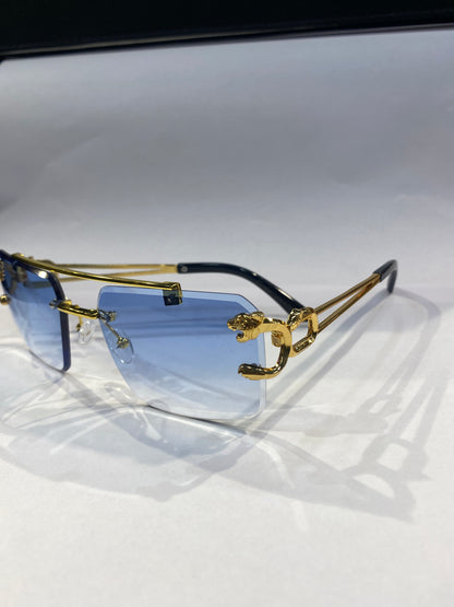 RAC Frameless Golden Black Stick Purple Shade Sunglass SUN 002