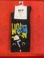 WP Black Colour With Yellow Print Premium Quality Full Socks 990052