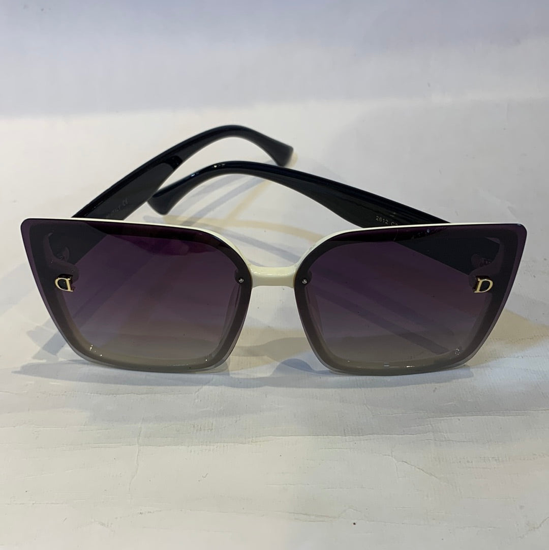 OID White Printed Frame Purple Shade Sunglass 2612 C3 58 16-147
