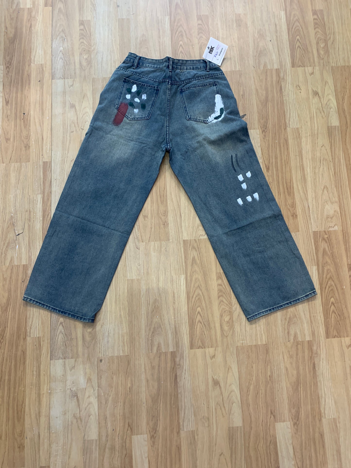 Hishipsier Jeans Blue Colour Rugged panted Green White Red 8350