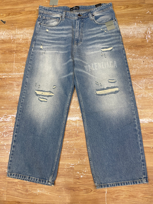 LAB BAL Faded Dark Blue Colour Premium Quality Rugged Baggy Fit Men’s Jeans KFN8791