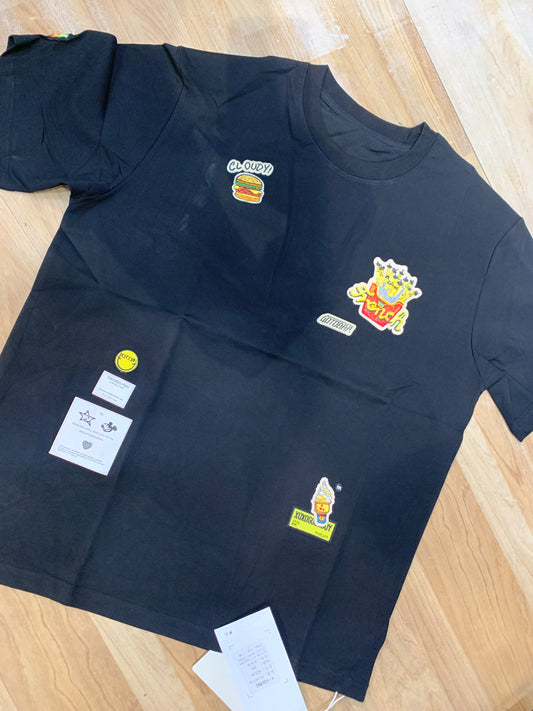 Y-Young Black Colour Tshirt Ice cream Burger Print