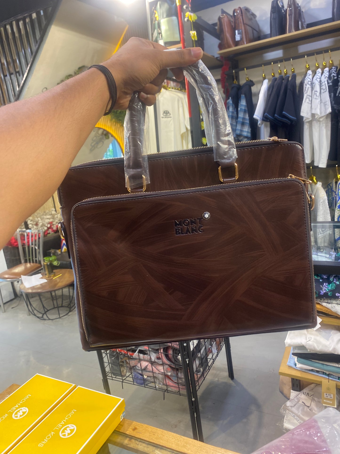 NOM MON Dark Brown Colour Unisex  Premium Imported Quality Laptop bag 8205-5