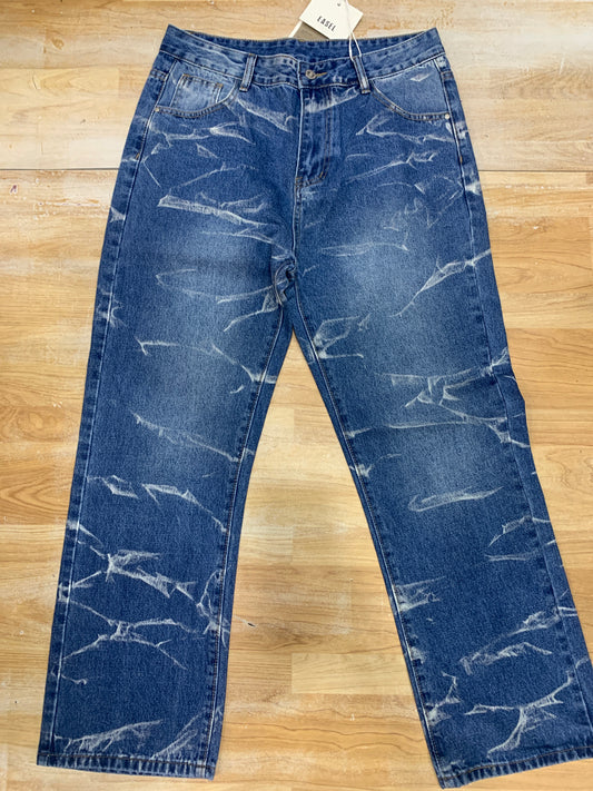 EASEL Jeans Blue White Shed Straight Fit 989397