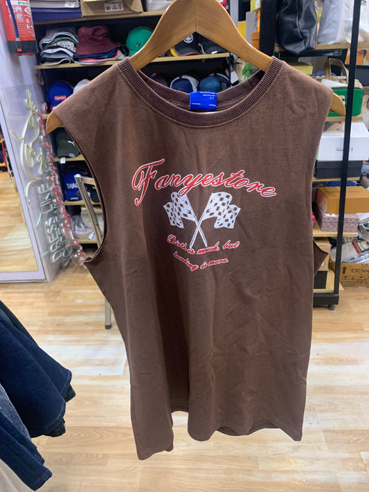 Fanyestane Brown Fire Print Premium Quality Tank Top 989419
