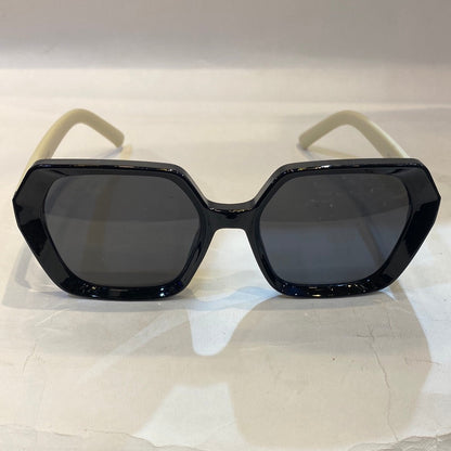 OID black Frame white Stick black shade sunglass J6609 52 20-143 C4